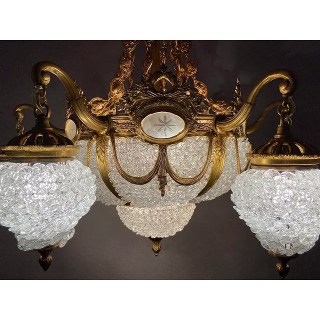 Metal French Louis XVI Style Chandelier From Bronze and Crystal For Sale - Image 7 of 12