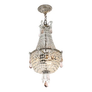 Hollywood Regency Crystal Beaded Chandelier W/ Gilt Bronze Fittings by Baccarat For Sale