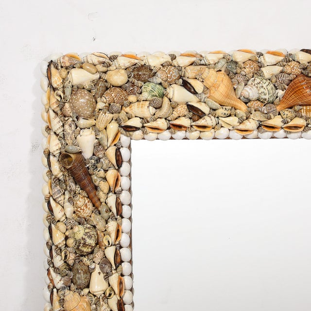 Karl Springer Mid-Century Tessellated Seashell Border Mirror in the Manner of Karl Springer For Sale - Image 4 of 12