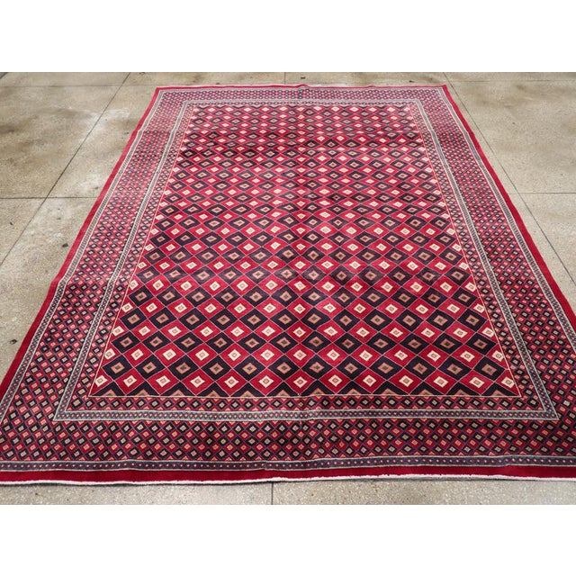 Galerie Shabab Collection Vintage Mashad Art Deco Style Black and Red Rug For Sale - Image 4 of 10