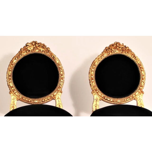 19th Century 19th Century French Giltwood Velvet Side Chairs - a Pair For Sale - Image 5 of 8