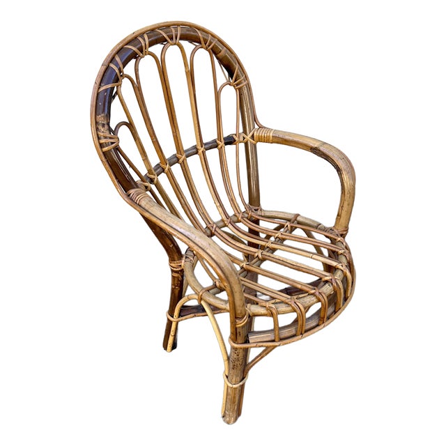 Vintage Children's Bamboo Armchair, Italy, 1960s For Sale