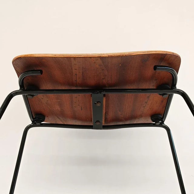 Vintage Black Metal & Plywood Dining Chairs by Augusto Bozzi for Saporiti, 1960s, Set of 6 For Sale - Image 15 of 18