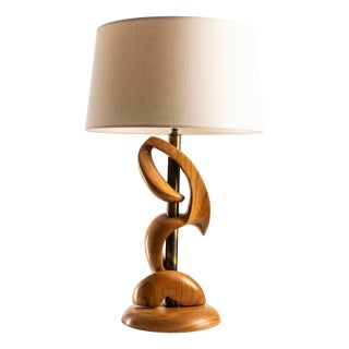 Sculptural Wooden Table Lamp by Philip Heifetz For Sale