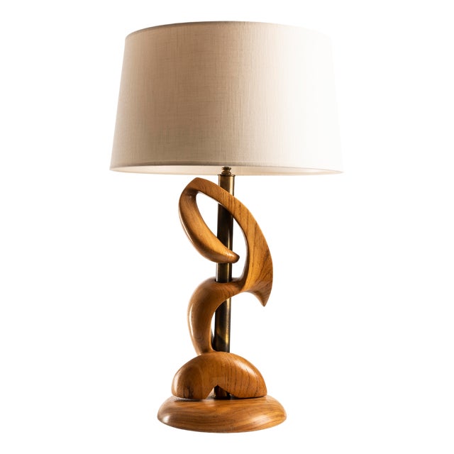 Sculptural Wooden Table Lamp by Philip Heifetz For Sale