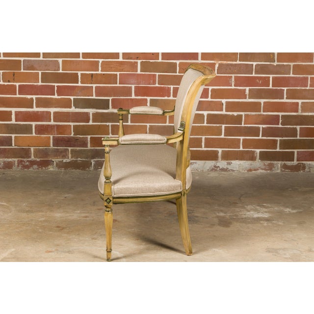 French Directoire Settee with Painted Garlands, Upholstery and Diamond Motifs For Sale - Image 9 of 12