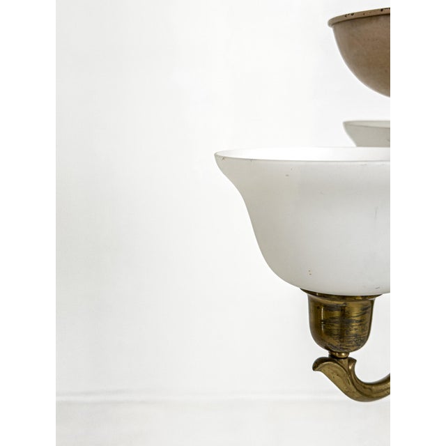 Swedish Grace Three-Arm Chandelier in Brass by Harald Notini Böhlmarks, 1930 For Sale - Image 6 of 9
