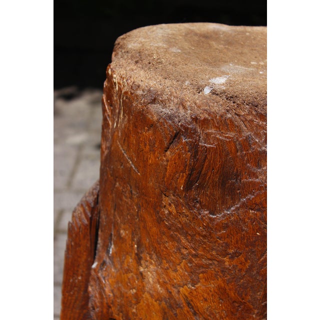 Brown Antique Brutalist Wood Farm Tripod Chopping Block, 1890s For Sale - Image 8 of 9