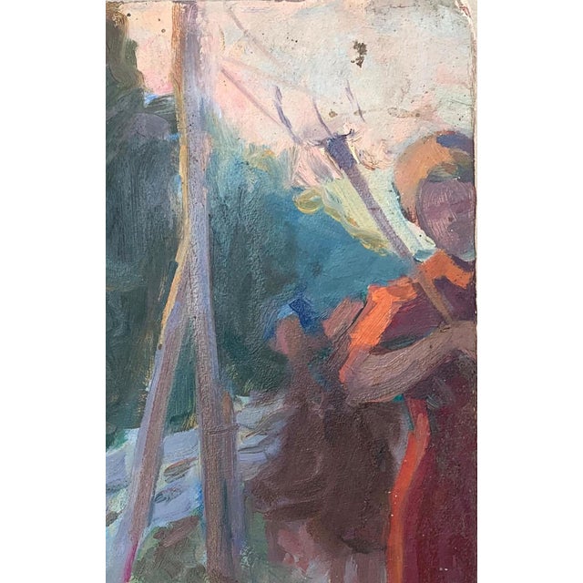 Realism Rural Landscape Antique Painting Original Soviet Art Ukrainian Artist Sokolovsky G. 44-28 1960s For Sale - Image 3 of 6