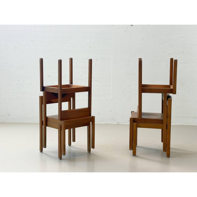 Mid-Century Modern Mid-Century Minimalist Stackable Wooden Chair For Sale - Image 3 of 14