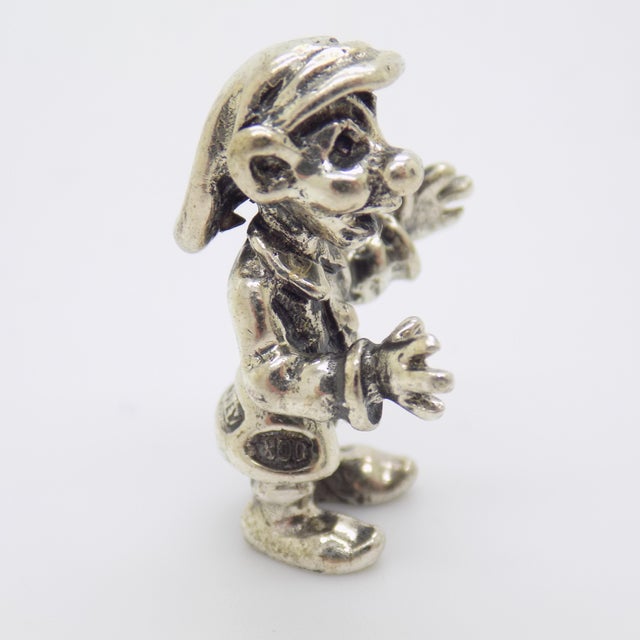 Metal Vintage Italian Handmade Genuine Silver Garden Gnome Solid Dollhouse Miniature For Sale - Image 7 of 11