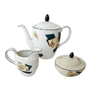 1990s Royal Doulton Everyday Central Park Coffee/Tea Pot With Matching Creamer and Lidded Sugar Bowl Set