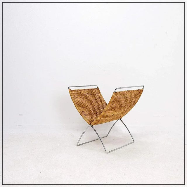 Chrome and Banana Leaf Folding Magazine Rack, 1970s For Sale - Image 9 of 12