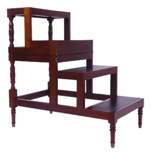 Antique Metamorphic Wooden Stairs with Leather