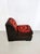 Italian Brown Lounge Chairs with Orange Red Spiral Motifs, 1970s, Set of 4 For Sale - Image 4 of 15
