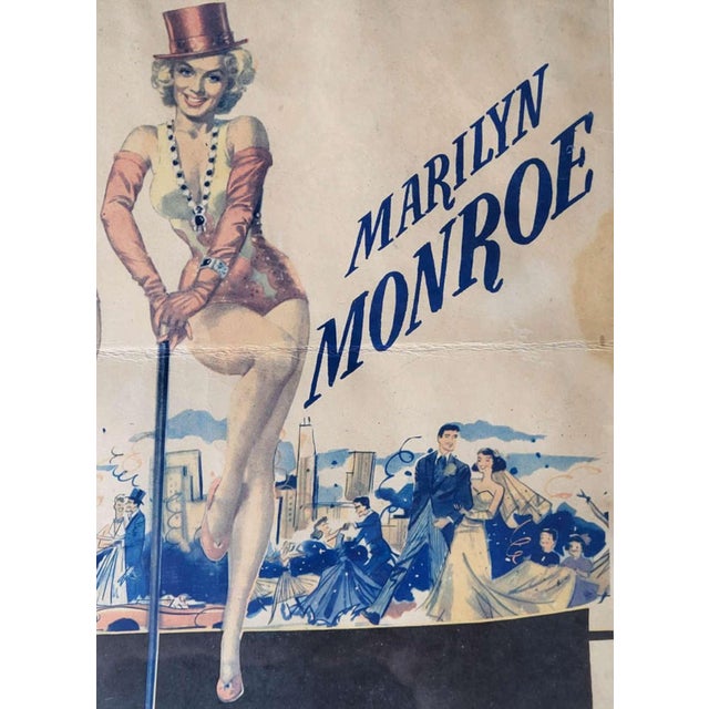 Marilyn Monroe Gentlemen Prefer Blondes Movie Theater Window Card For Sale - Image 4 of 10