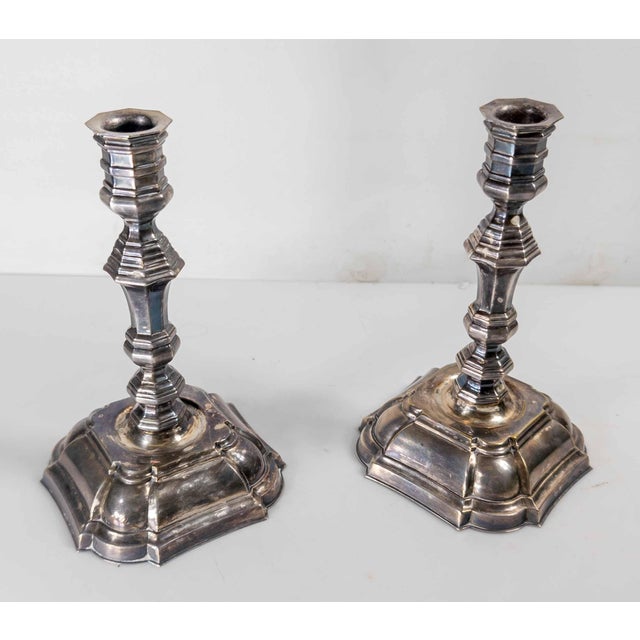 Mid-Century Modern 20th Century Pair of Danish Silverplate Candlesticks in Georgian Style by Hans Jensen For Sale - Image 3 of 17
