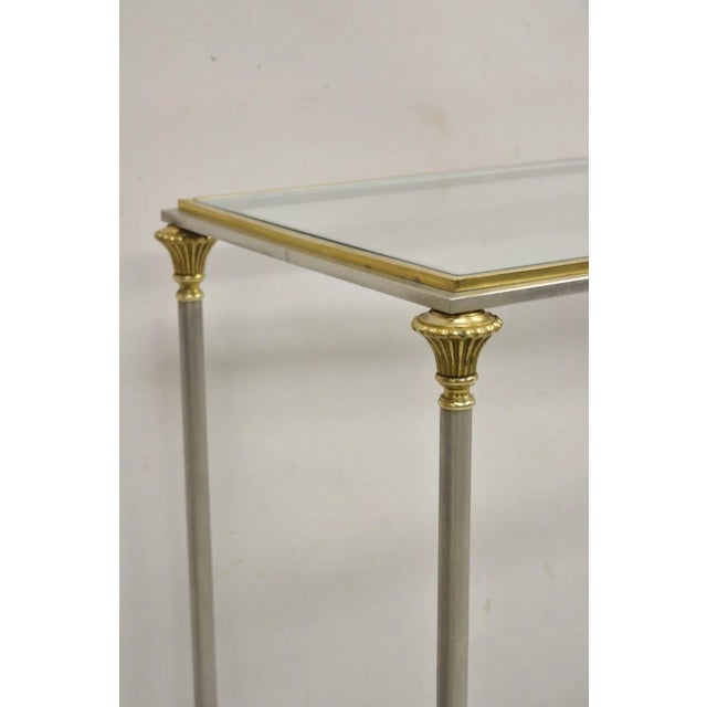 1970s Maison Jansen Style Steel and Brass Neoclassical Directoire Console Sofa Table For Sale In Philadelphia - Image 6 of 11