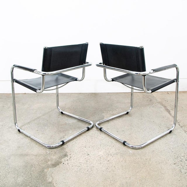 1970s Mid Century Modern Armchairs Chairs Set 4 Black Leather Italy Italian Vintage For Sale In Sacramento - Image 6 of 12