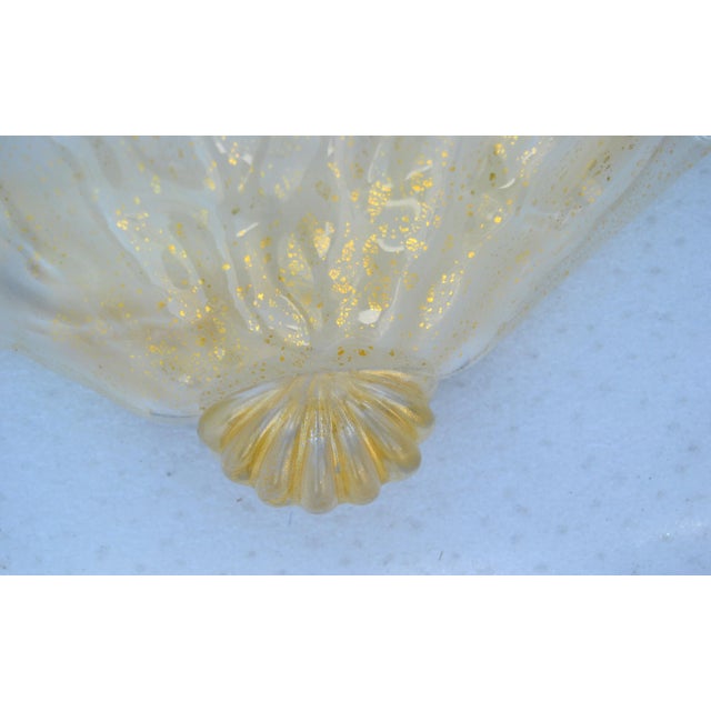 Pair, Clear & Gold Flecks Infused Murano Glass & Brass Sconces Wall Lamps Italy For Sale - Image 9 of 13