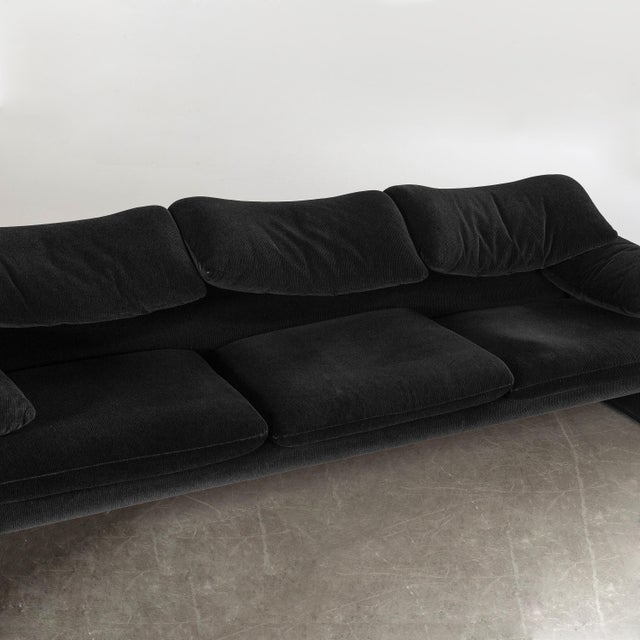 Mid-Century Modern 1990s Vico Magistretti Maralunga Sofa Cassina Black Italy For Sale - Image 3 of 8