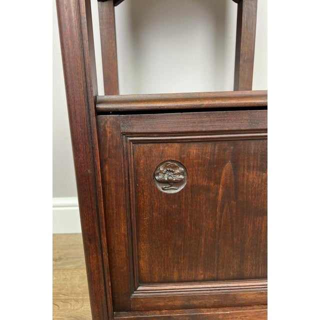 Brown Antique French Style Walnut Bedside Table with Marble Top For Sale - Image 8 of 12