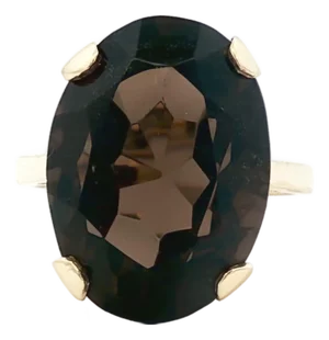 Late 20th Century Bold Smokey Quartz Prong Set Solitaire Ring, Size 7