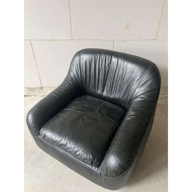 Animal Skin Italian Black Leather Lounge Chair, Italy, 1970s For Sale - Image 7 of 8