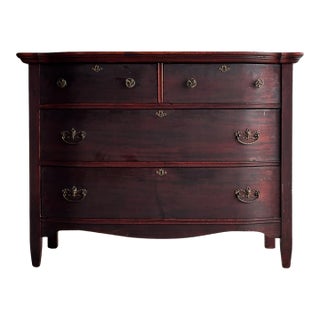 Antique Serpentine Mahogany Chest of Drawers, C. 1890 For Sale