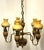 Antique Brass Ceramic Glass Five Lights Chandelier, 1930s For Sale - Image 9 of 9