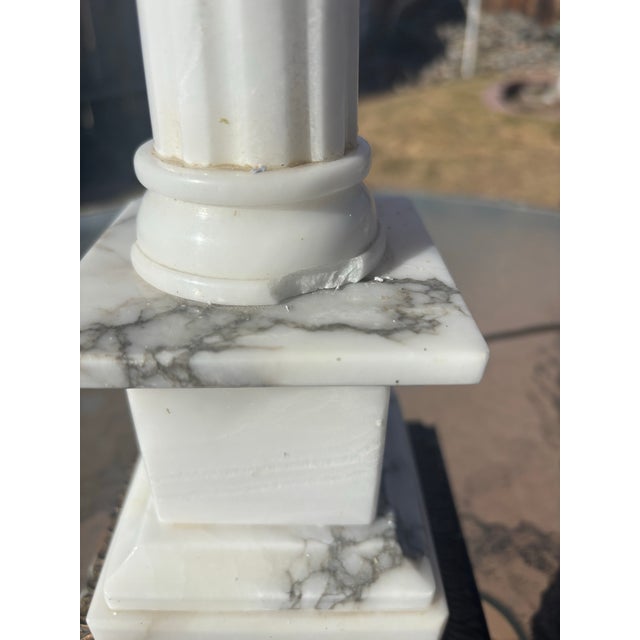 Stone 1920s Black and White Marble Lamp in the Neoclassical Style With Original Shade For Sale - Image 7 of 8