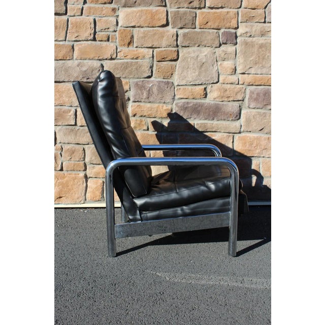 Black Milo Baughman Chrome and Black Leatherette Recliner For Sale - Image 8 of 12