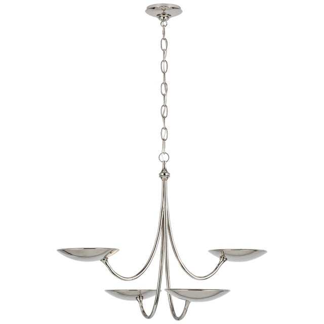 Keira Medium Chandelier in Polished Nickel Designer: Thomas O'Brien Canopy: 4.75" Round Mounting: Chain Shade Detail: No...