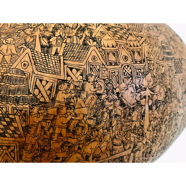 A Traditional Peruvian Storytelling Gourd Depicting Andean Village Life For Sale - Image 12 of 13