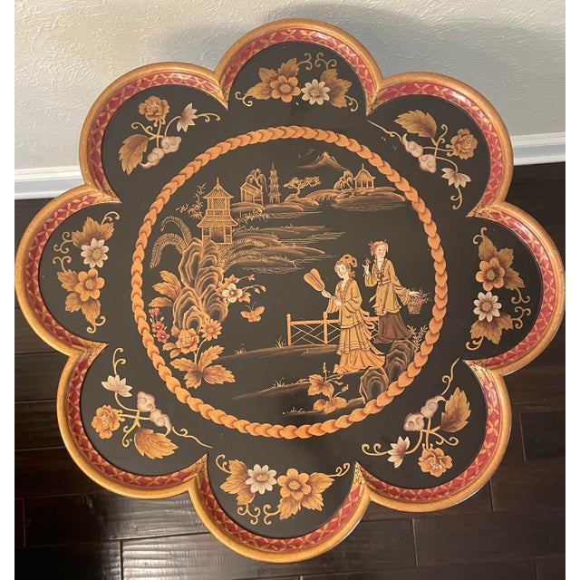 Add a touch of timeless elegance to your space with this exquisite vintage accent table featuring a hand-painted...