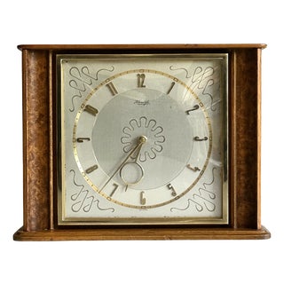 Table Clock with 8-Day Movement in Walnut and Burl Wood from Kienzle, Germany, 1950s For Sale