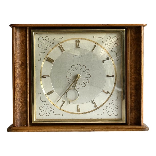 Table Clock with 8-Day Movement in Walnut and Burl Wood from Kienzle, Germany, 1950s For Sale