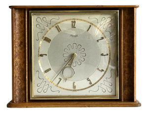 Table Clock with 8-Day Movement in Walnut and Burl Wood from Kienzle, Germany, 1950s