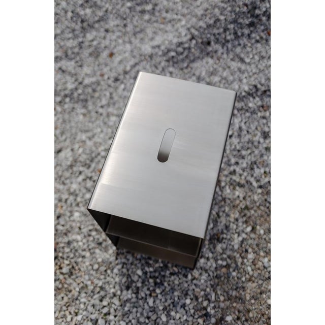 Cosmo Multifunctional Stool and Shelf in Brushed Stainless Steel by Form & Eisen For Sale - Image 12 of 18