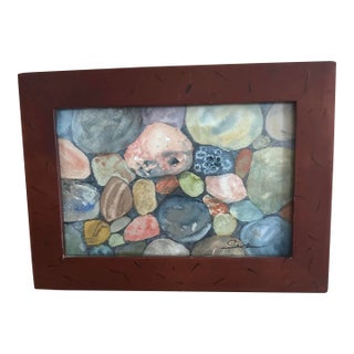“River Stones” Framed Signed Original Watercolor Painting by Nancy Smith For Sale