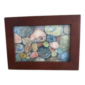 “River Stones” Framed Signed Original Watercolor Painting by Nancy Smith