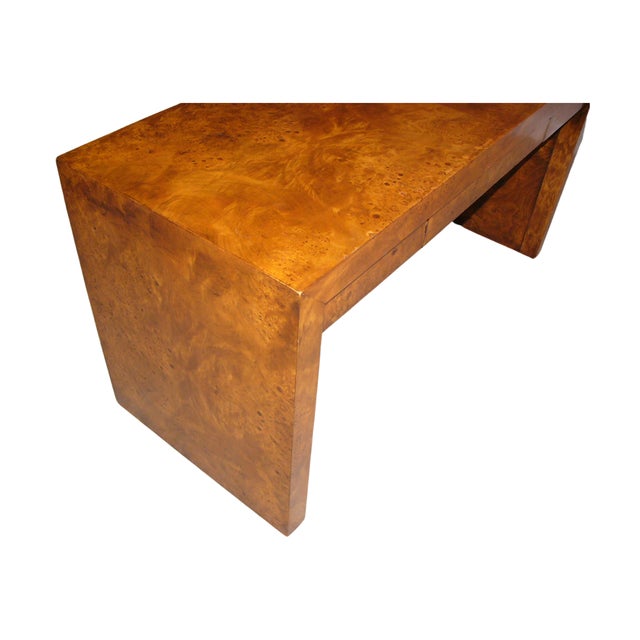 Mid-Century Modern 1970s Mid-Century Modern Burlwood Parson Desk by Hekman For Sale - Image 3 of 9