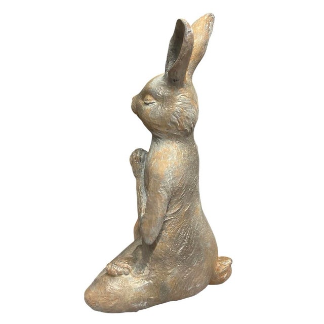 Vintage Cast Iron Meditating Yoga Hare Statue For Sale - Image 4 of 12