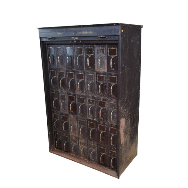 Industrial Antique NCR National Cash Register Industrial Iron Steel Patent File Cabinet For Sale - Image 3 of 12