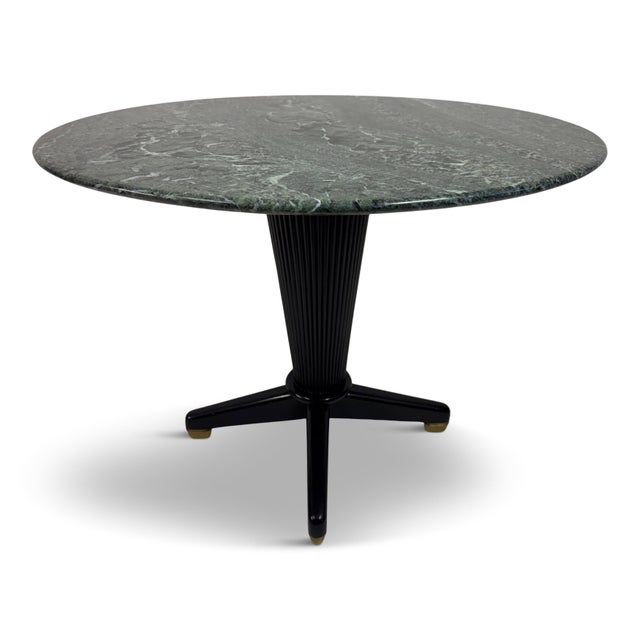 Ebonised Centre Table with Verde Alpi Marble Top, Italy, 1950s For Sale - Image 13 of 13