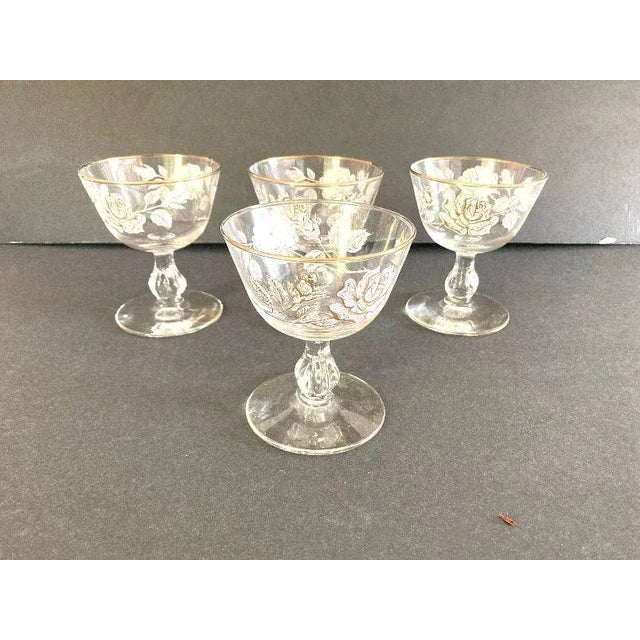 Libbey Glass Co. 60s Mid-Century Libbey Glass Co. Rose Bouquet Liquor Glasses- Set of 4 For Sale - Image 4 of 5
