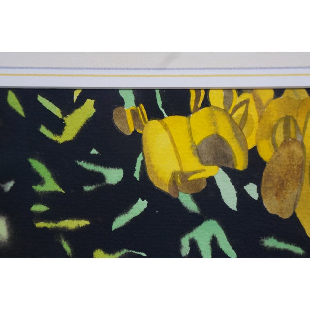 Late 20th Century Deborah Rubin "Daffodils" Botanical Still Life Watercolor Painting Framed 50" For Sale - Image 4 of 10