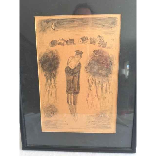 Contemporary Mid 20th Century Shtetl Lithograph Reproduction Print For Sale - Image 3 of 8