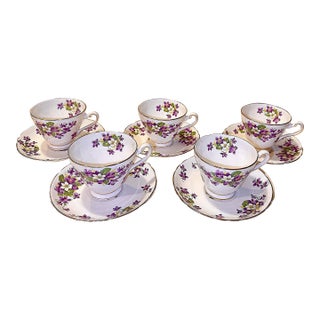Royal Tuscan English Tea Cups & Saucers - Set of 5 For Sale