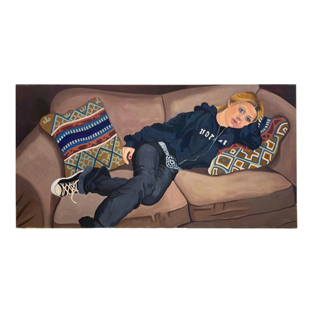 2008 “Young Reclining Woman” Portrait Oil Painting by Mary Alice Copp For Sale